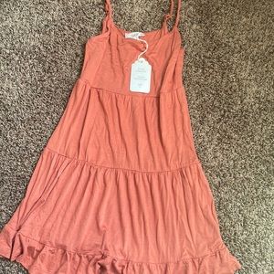 small peach colored mini dress